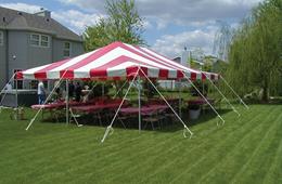 Red and white party canopy