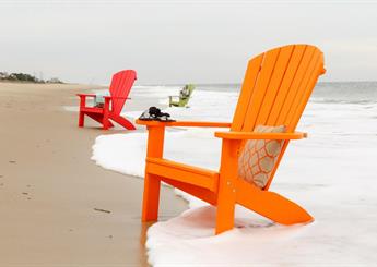 Orange, Red, and Green Beach Chairs